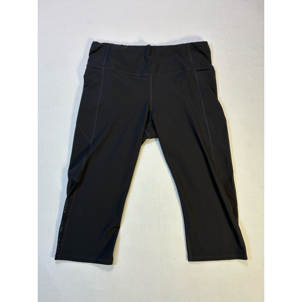 Athleta Mesh Ankle Leggings Womens‎ Medium Black Activewear Capri Side Pockets